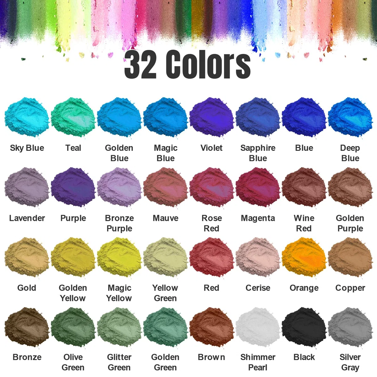 Roizefar Epoxidharz Farbe Mica Pulver, 32 Farbe*5g Perlglanz Epoxidharz Pigment metallischer Pulver für Seifenfarbe, Schmuckherstellung, Nagellack, Epoxidharz, Kerzenherstellung, Badebomben, Schleim