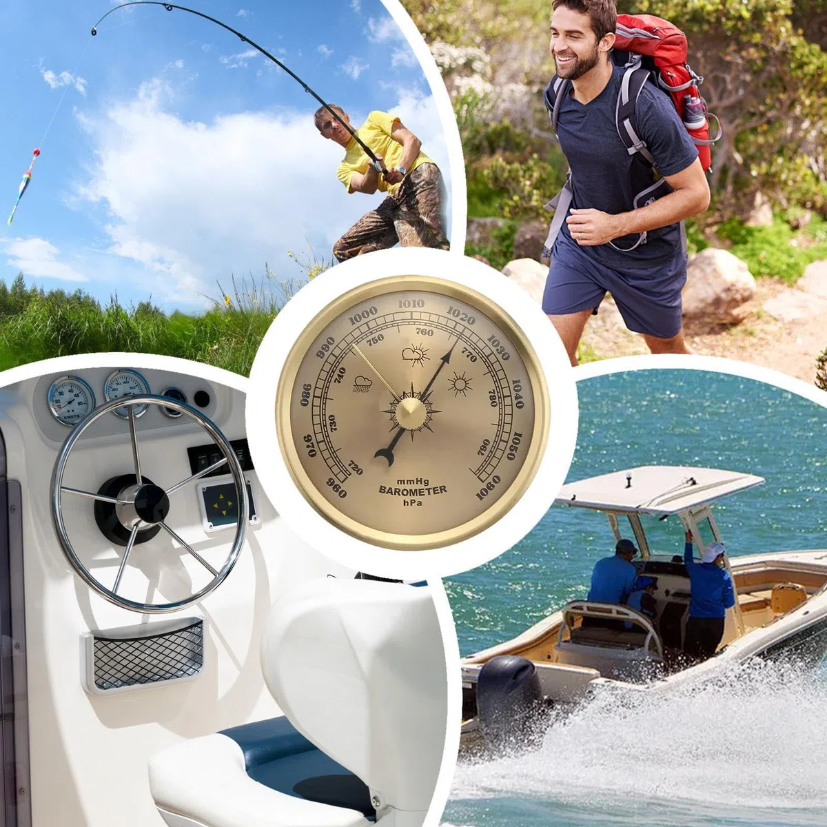 Outdoor Barometer,Wetteranzeige für Draußen | Tragbarer Barometer für Angeln Surfen Wandern Camping Bootfahren Jagdaktivitäten Unisex - Angelausrüstung Seen