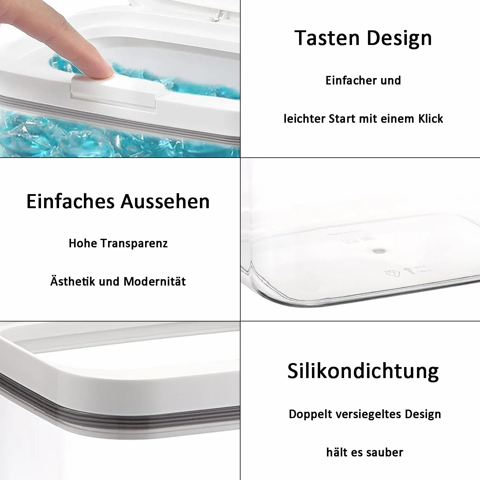 Waschmittel Aufbewahrung, 5,5L Aufbewahrungsbox mit Deckel, Waschpulverbehälter mit Luftdichtem Deckel, Waschpulver Aufbewahrungsbox, Wäsche Pods Behälter, für Badezimmer, Toilette