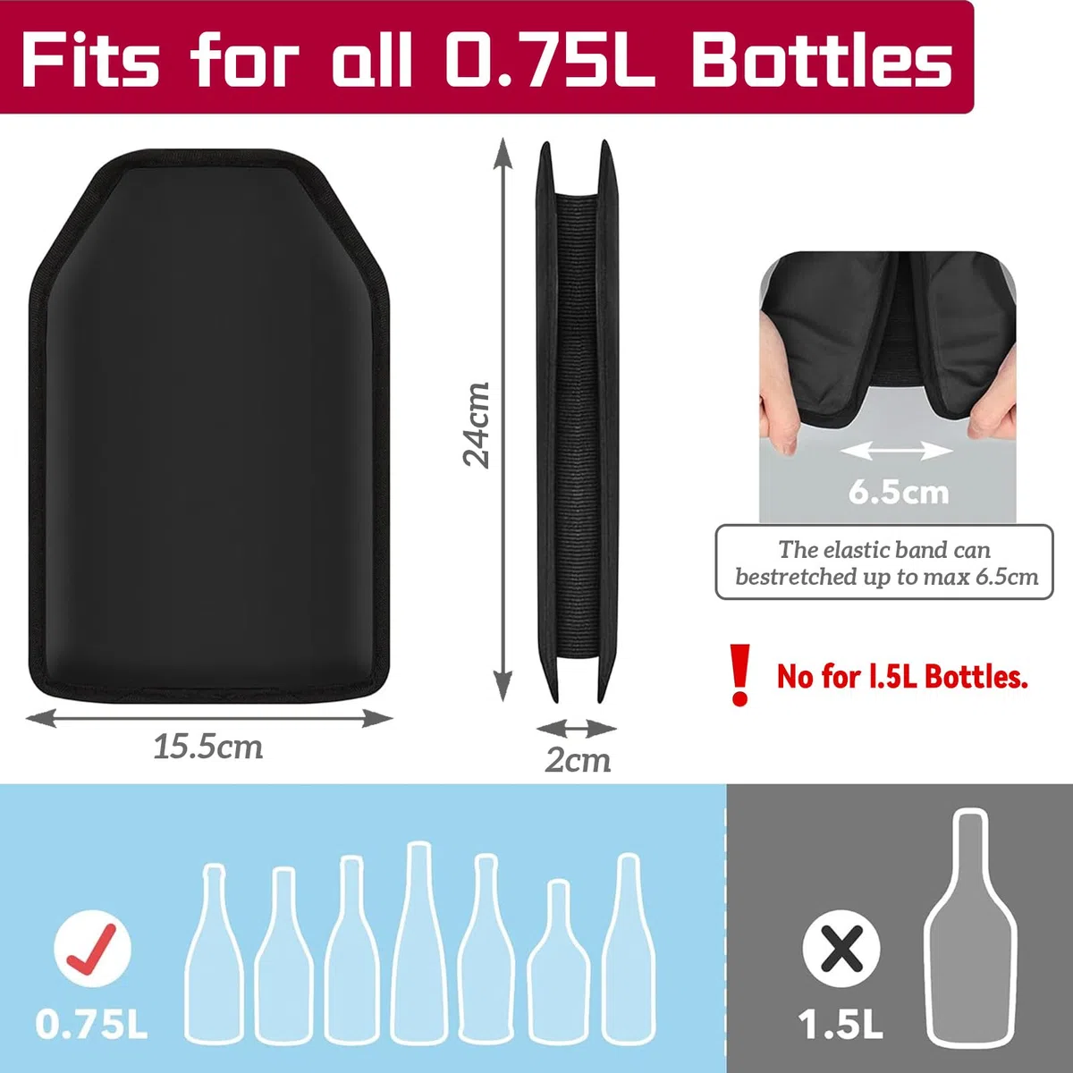 2 Stück Kühlmanschette Wein, Weinkühler Manschette, Flaschenkühler für Unterwegs, Wiederverwendbarer Flaschenkühler für Wein, Champagner, Flaschen, Sekt