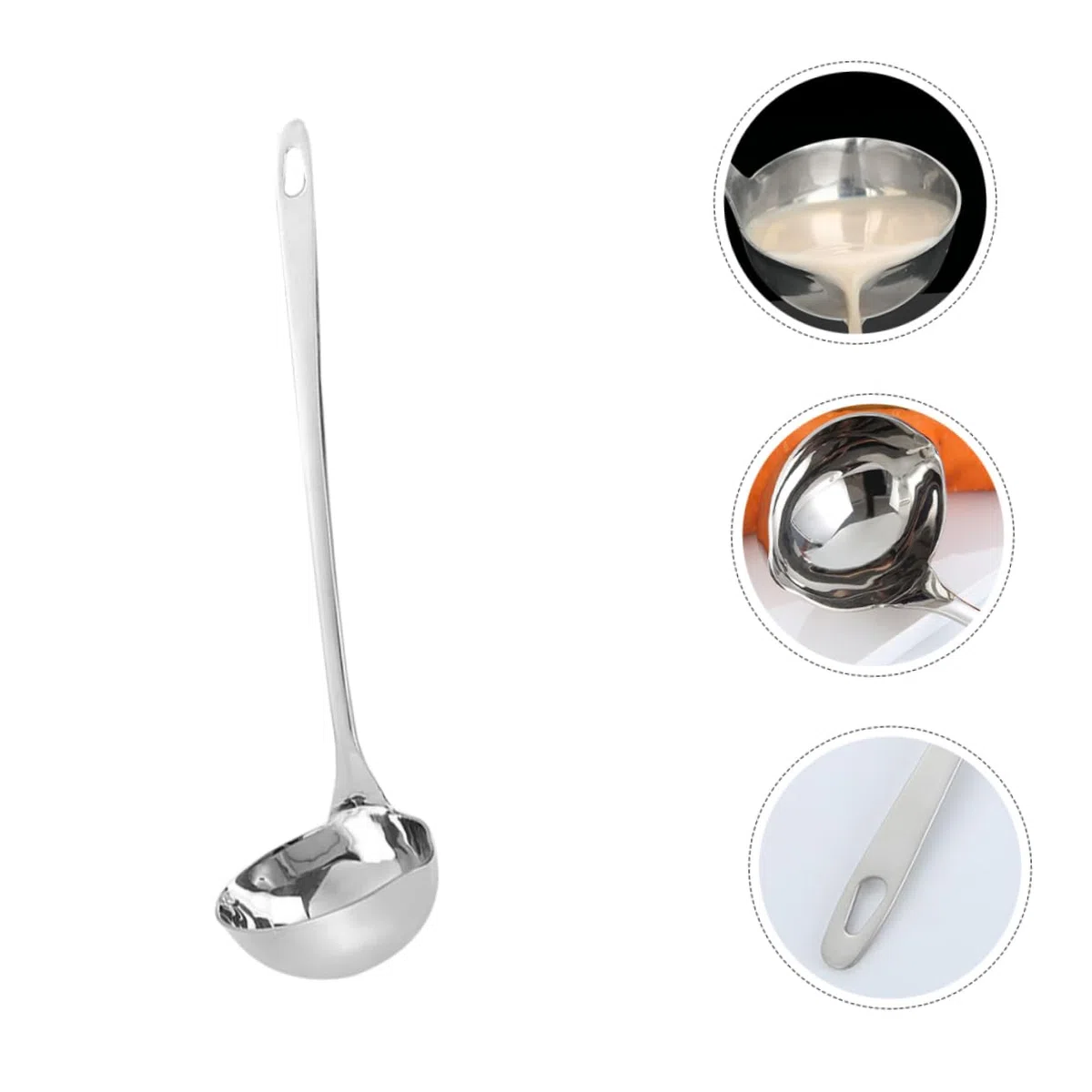 Edelstahl Suppenkelle Mit Doppeltem AusgießEr 27 Cm SchöPflöFfel FüR Links- Und RechtshäNder KüChenutensilien Zum Servieren Von Suppen Und FlüSsigkeiten