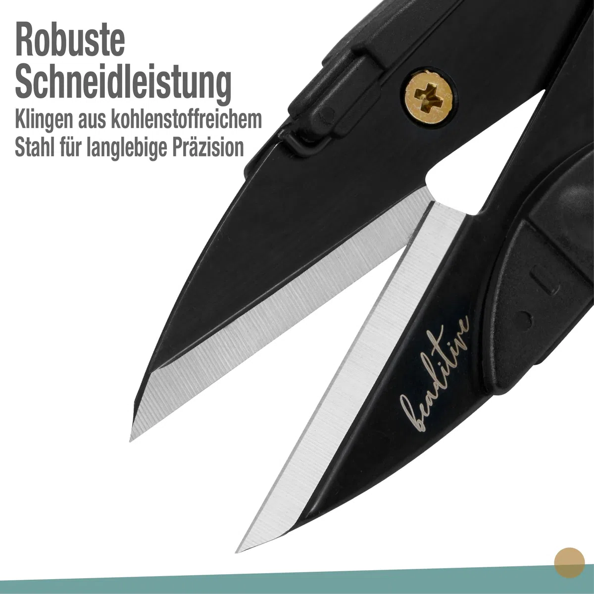 Beaditive Premium Fadenschere - Faden-, Garn-, Stickereischneider zum Nähen, Quilten, Stricken, Schmuckherstellung - Klingen aus Hartstahl mit Schutzkappe und Umhängeband
