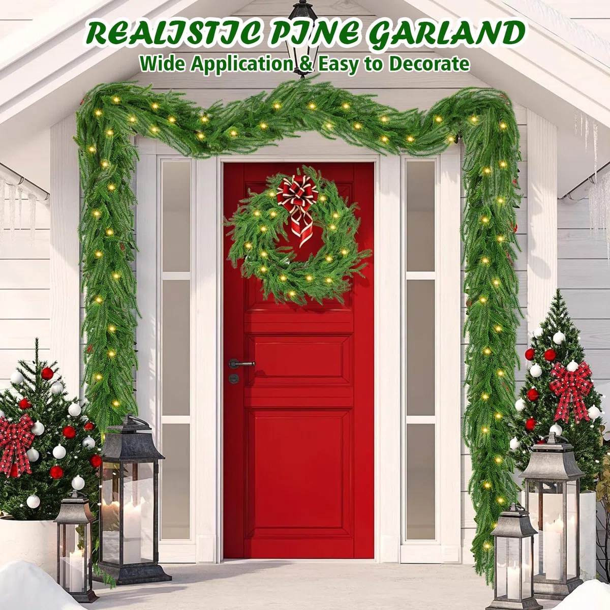 Timiyou Weihnachtsgirlande Naturgetreue Tannengirlande 270cm Grün - Perfekt für Weihnachtsdeko, Treppengeländer & Türrahmen! LED Beleuchtet, batteriebetrieben