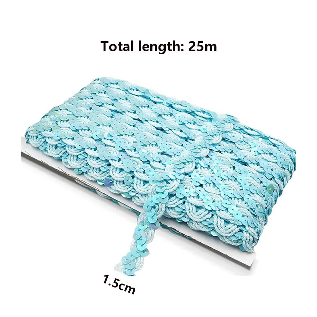 25M Paillettenband Glitzer Pailletten Bänder Zierband Paillettenbesatz Applikation Dekoband Paillette Trim Glänzendes Borte Bling Ribbon Nähen Handwerk Zubehör für Kleid Stirnband Golden