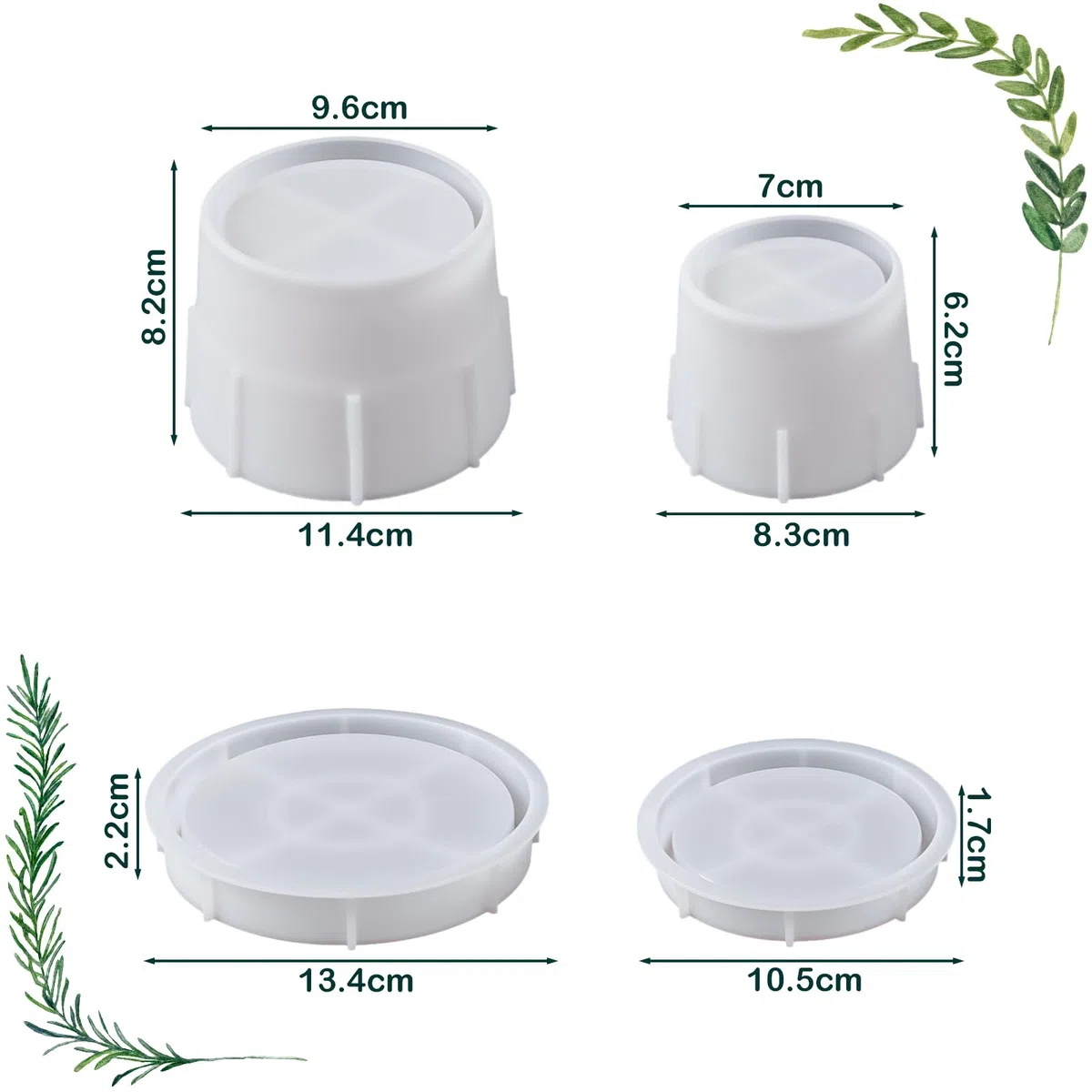 Silikonformen Gießformen 2 Stücke Blumentopf Gießform Mit Deckel - für Sukkulenten und Kaktusse, DIY Vorratsgefäß und Kerzengläser Runde Terracotta Blumentöpfe Pflanzen Deko Übertopf