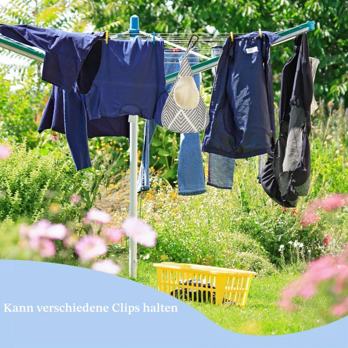 Konischer Wäscheklammerbeutel zur Aufbewahrung, zum Aufhängen, Wäscheklammer-Halter zum Schieben auf Wäscheleine oder Wäscheleine, praktische Baumwoll-Wäsche-Aufbewahrungslösung zum Waschen von