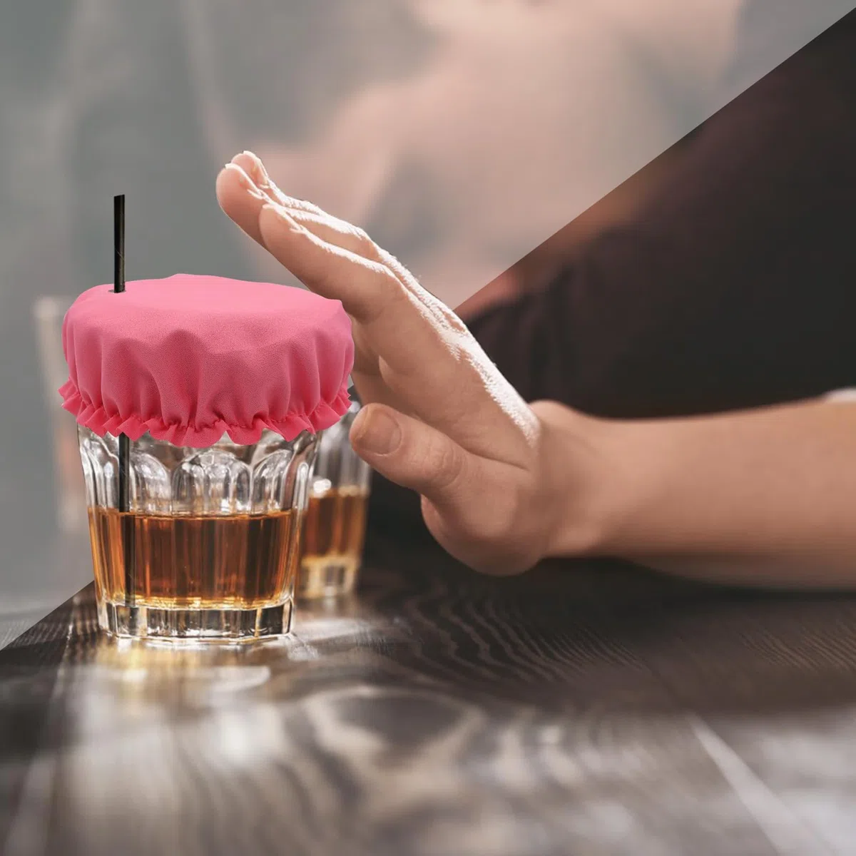 Wolancy 10PCS Getränkedeckel Scrunchie mit Strohhalmloch, Getränkedeckel für Alkoholschutz, Getränkedeckel Scrunchie für Frauen Männer (Pink)