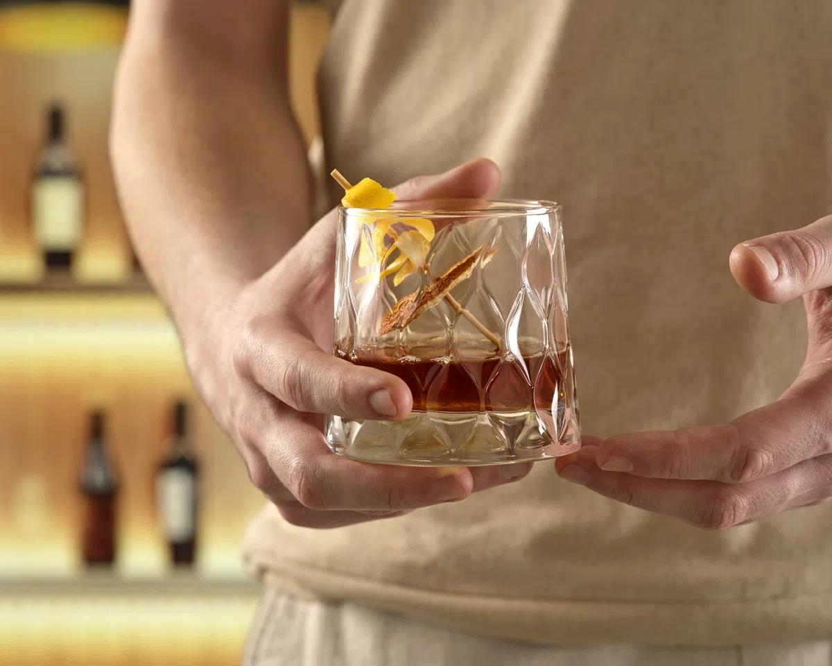 Leafy Old Fashioned Special Design Premium Whiskyglas mit schwerem Boden, 300 ml, 4er-Set
