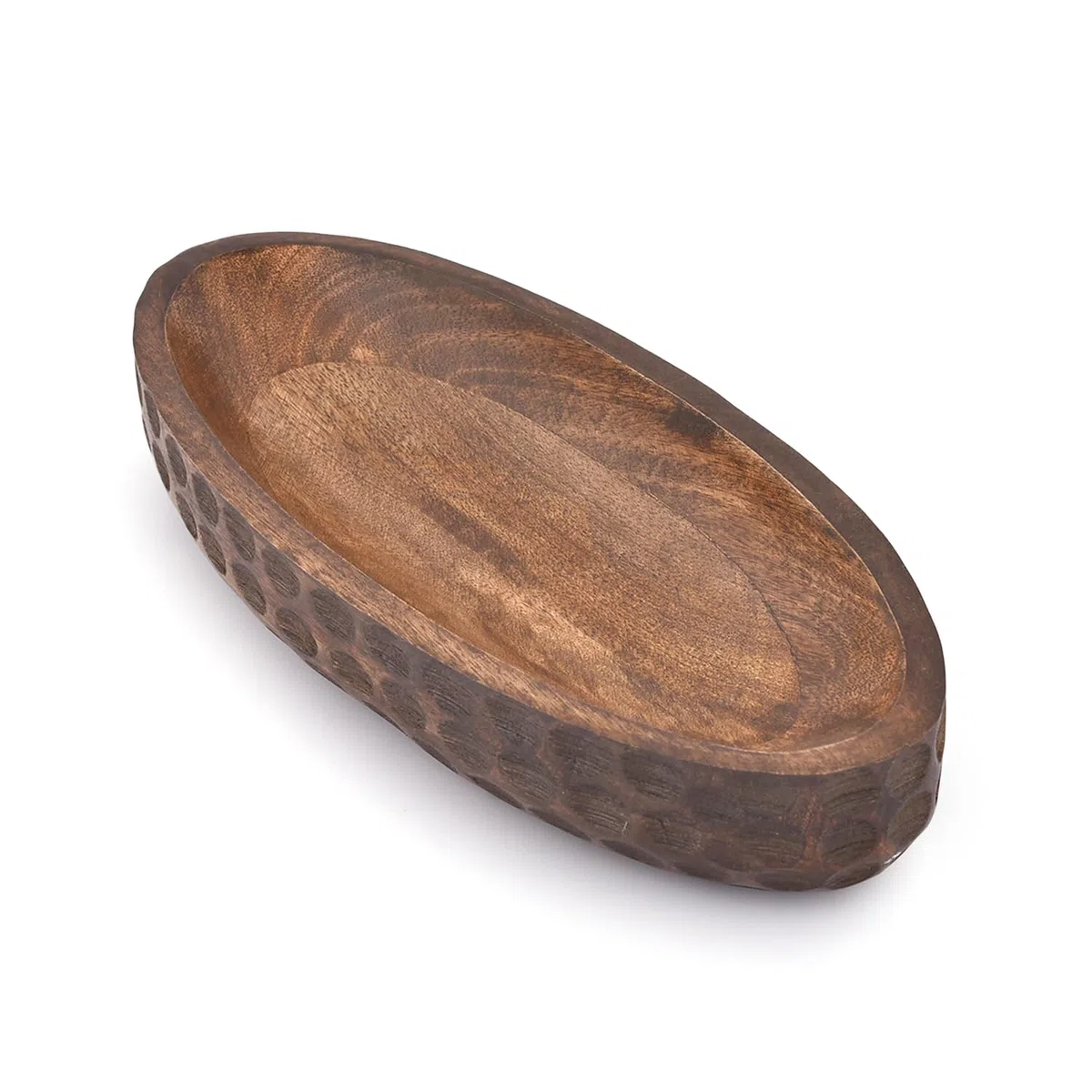 Samhita Dekorative Schale aus Mangoholz, Heimdekoration, Heimdekoration, Tafelaufsatz, Bauernhaus, Land, Restaurant, Café (35,6 x 15,2 x 5,8 cm)