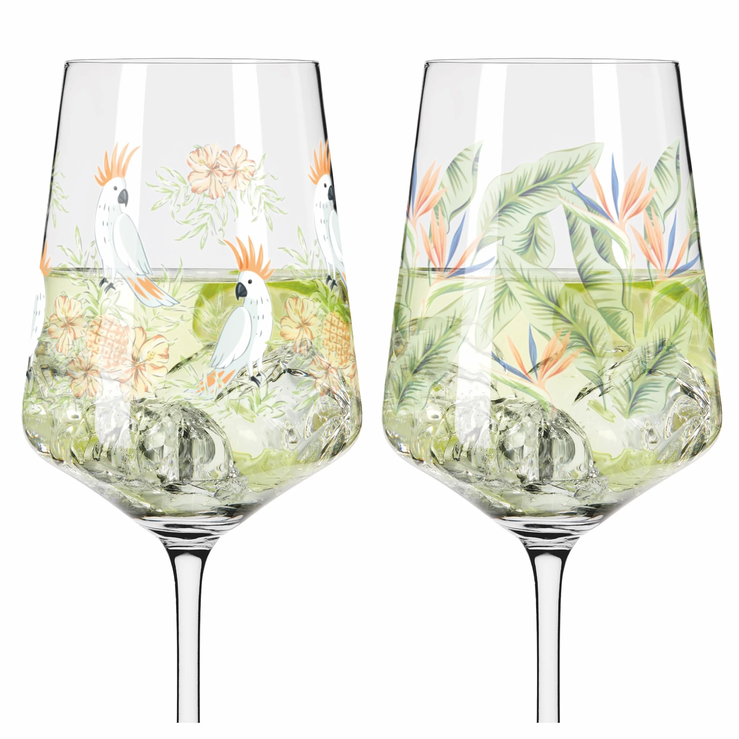 RITZENHOFF 6211001 Aperitif-Glas 2er-Set 500 ml - Serie Sommertau - floraler Stil, mehrfarbig - Made in Germany
