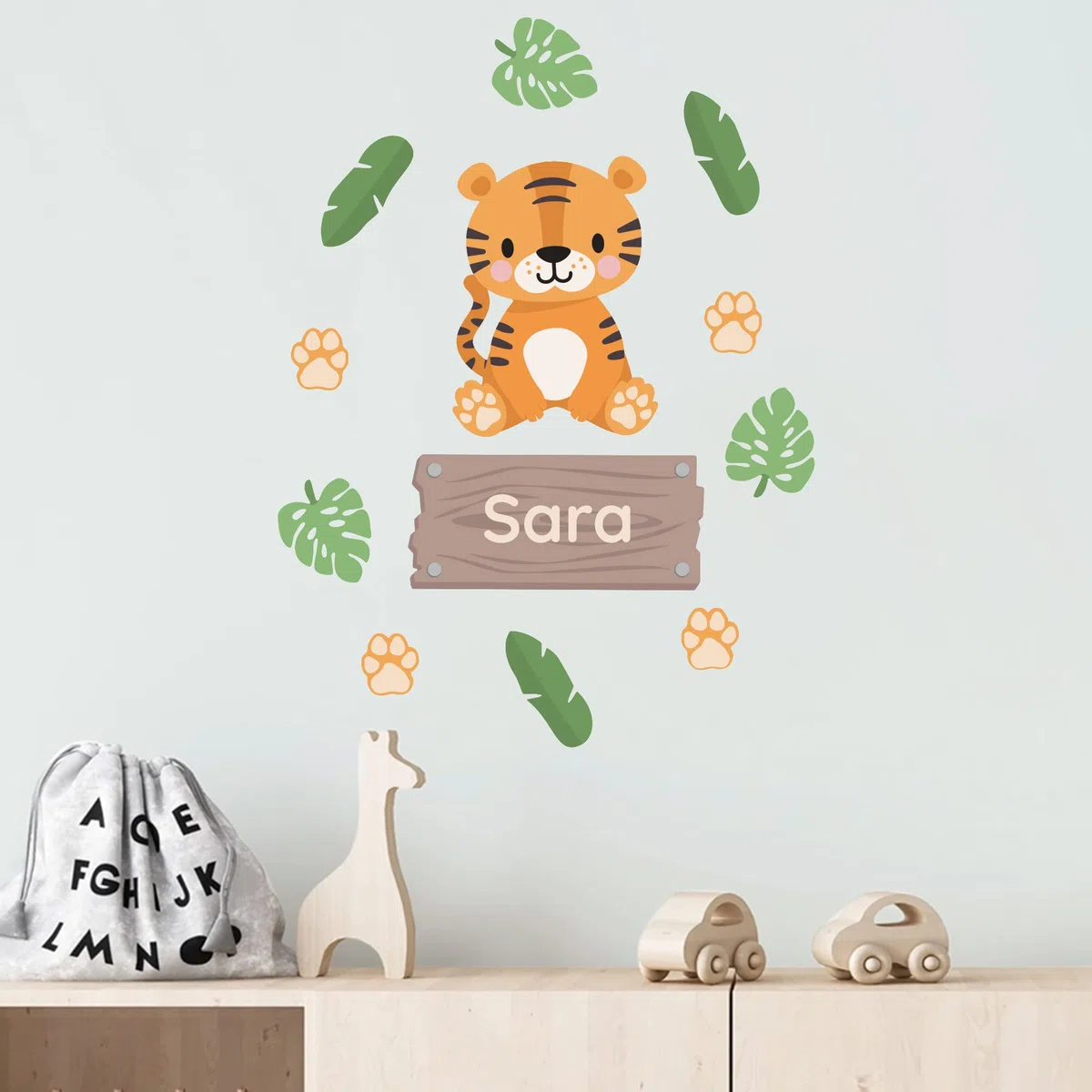 Klebekerlchen® Türaufkleber personalisiert mit Namensschild – Türschild Kinderzimmer & Babyzimmer Wandtattoo – selbstklebende Wandsticker - Kinderzimmer Deko Junge & Mädchen – Tiger