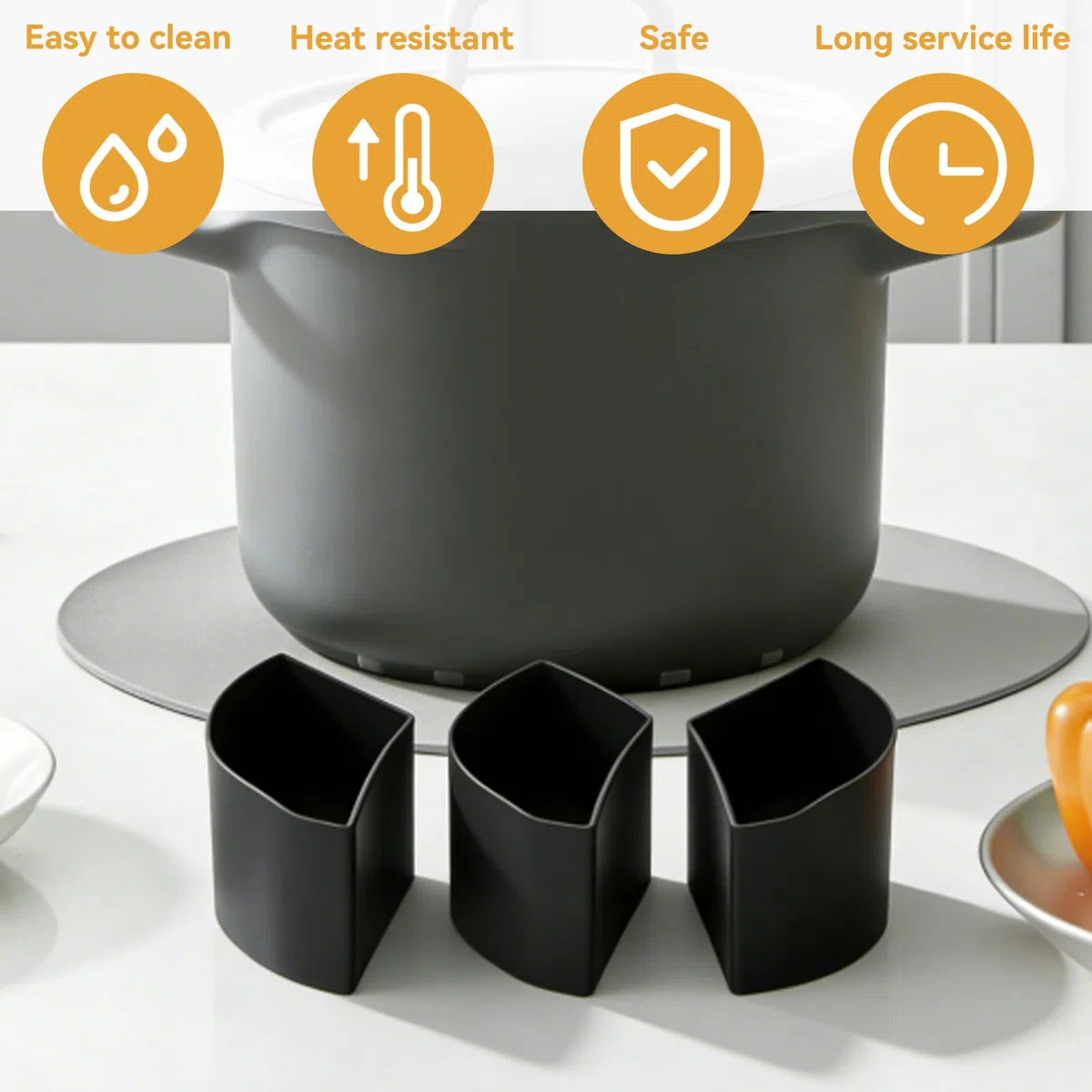 3-in-1 Silikon-Slow-Cooker-Einsatz, Kleine Slow-Cooker-Einsätze, Slow-Cooker-Silikon-Einsatz, Silikon-Slow-Cooker-Trenneinsätze(Schwarz)