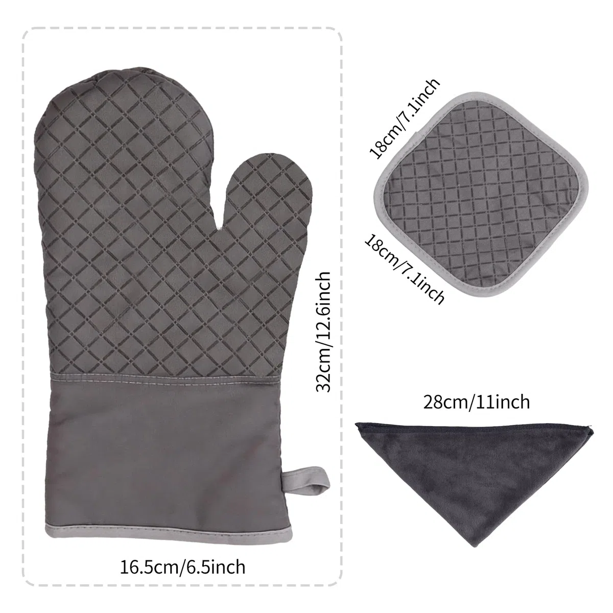 Ofenhandschuhe & Topflappen Set 8-teilig, Hitzebeständig bis 230°C, rutschfest mit Silikon, Baumwolle Innenfutter, Backhandschuhe für Küche, Grillen, Backen & BBQ