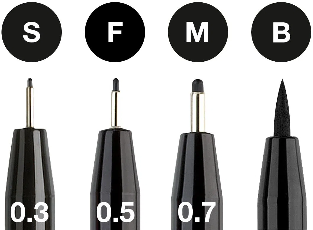 Faber-Castell 167158 - Tuschestift Pitt Artist Pen, Farbe 199, schwarz, XXS, S, F, M, B, C, 1.5, Fude hard, 8er Etui | Wasserfeste und lichtbeständige Zeichentusche mit Fude-, Brush- und Finelinerspitzen für Skizzen und Illustrationen