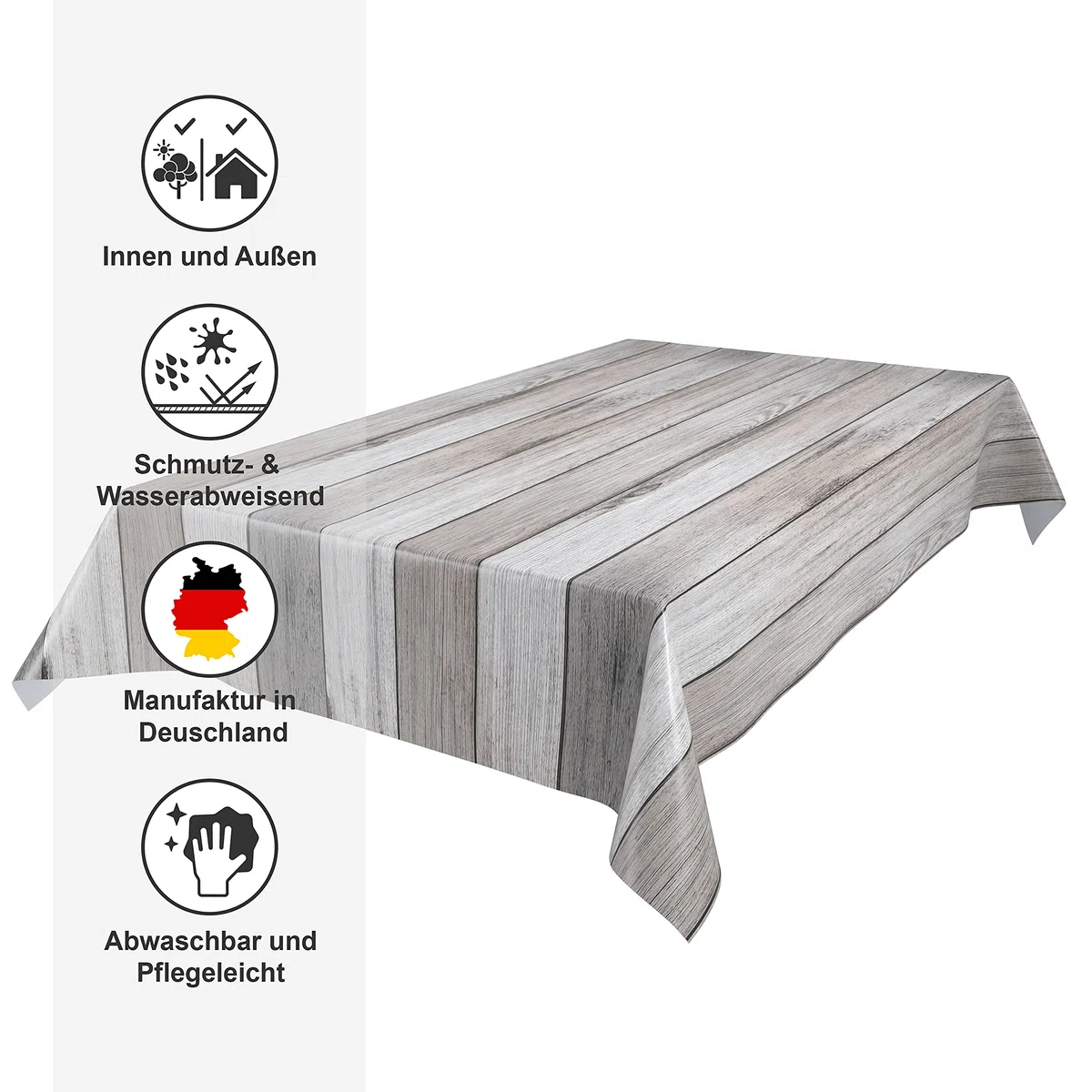 Holz beige Wachstuch Tischdecke glatt abwischbar Garten Tischdecke RUND OVAL ECKIG, Größe wählbar (Eckig 140x200 cm)