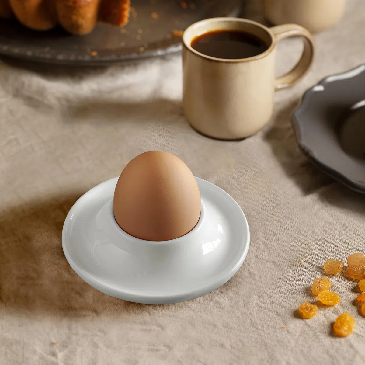 Cinf 4er Set Porzellan Eierbecher Ostergeschenke Eierstnder für Jeden Frühstückstisch Hart und Weichgekochten Eiern (Eierhalter Weiß) Easter Gift