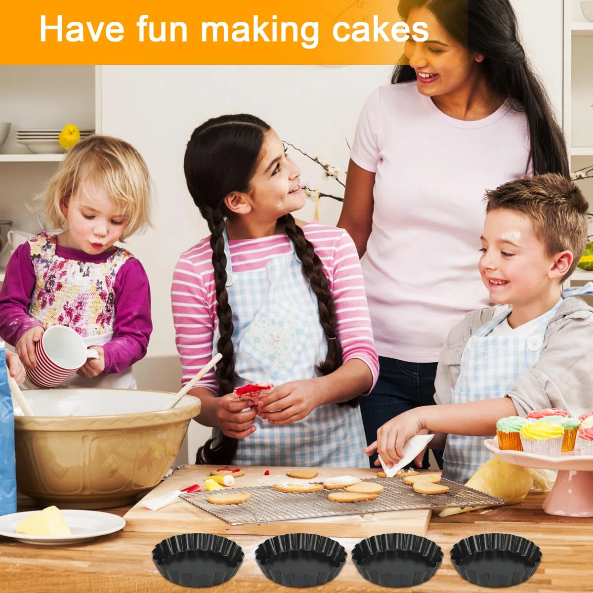 JOYBOY 12 Stück Tarteform mit Hebeboden,Mini Quicheform mit Hebeboden,Antihaftbeschichtung Mini Quicheform,Tarte Pan,Quiche Form,Obstkuchenform,Schwarz Tortenboden Backform für Quiche,Obstkuchen,Pie