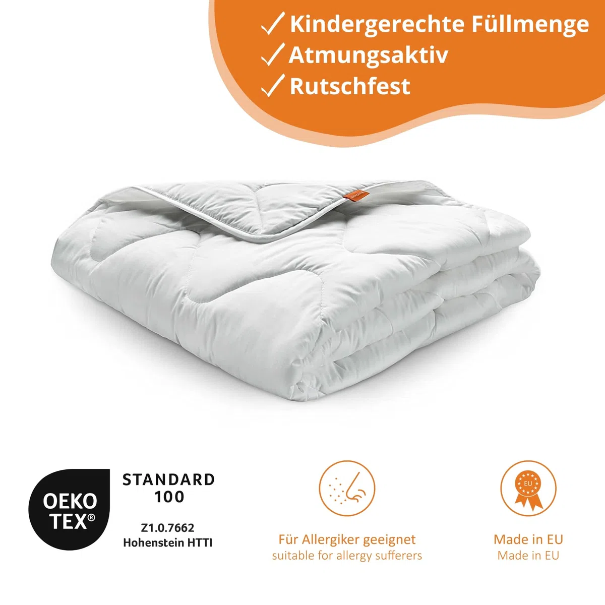 sleepling Kinderdecke 100x135 cm, Ganzjahresdecke für Kinder, Bettdecke Medium, Babydecke, 100% Mikrofaser, Decke Made in EU, Ökotex 100, waschbar 60 Grad
