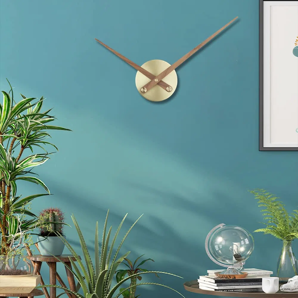 Timelike 3D-Uhrzeiger, Große Wanduhrzeiger, nadelförmig, Für Wanduhren zum selber Bauen, Dekoration, Quarz-Uhr-Mechanismus (Golden+wood-10CM)