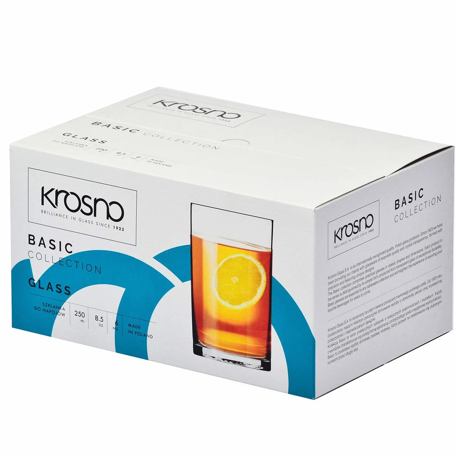 Krosno Teegläser und Wassergläser Basic Kollektion, 6er Set, 270 ml | Bleifreies Kristallglas in vielseitiger Form für Tee, Kaffee, Säfte und Erfrischungsgetränke, spülmaschinenfest