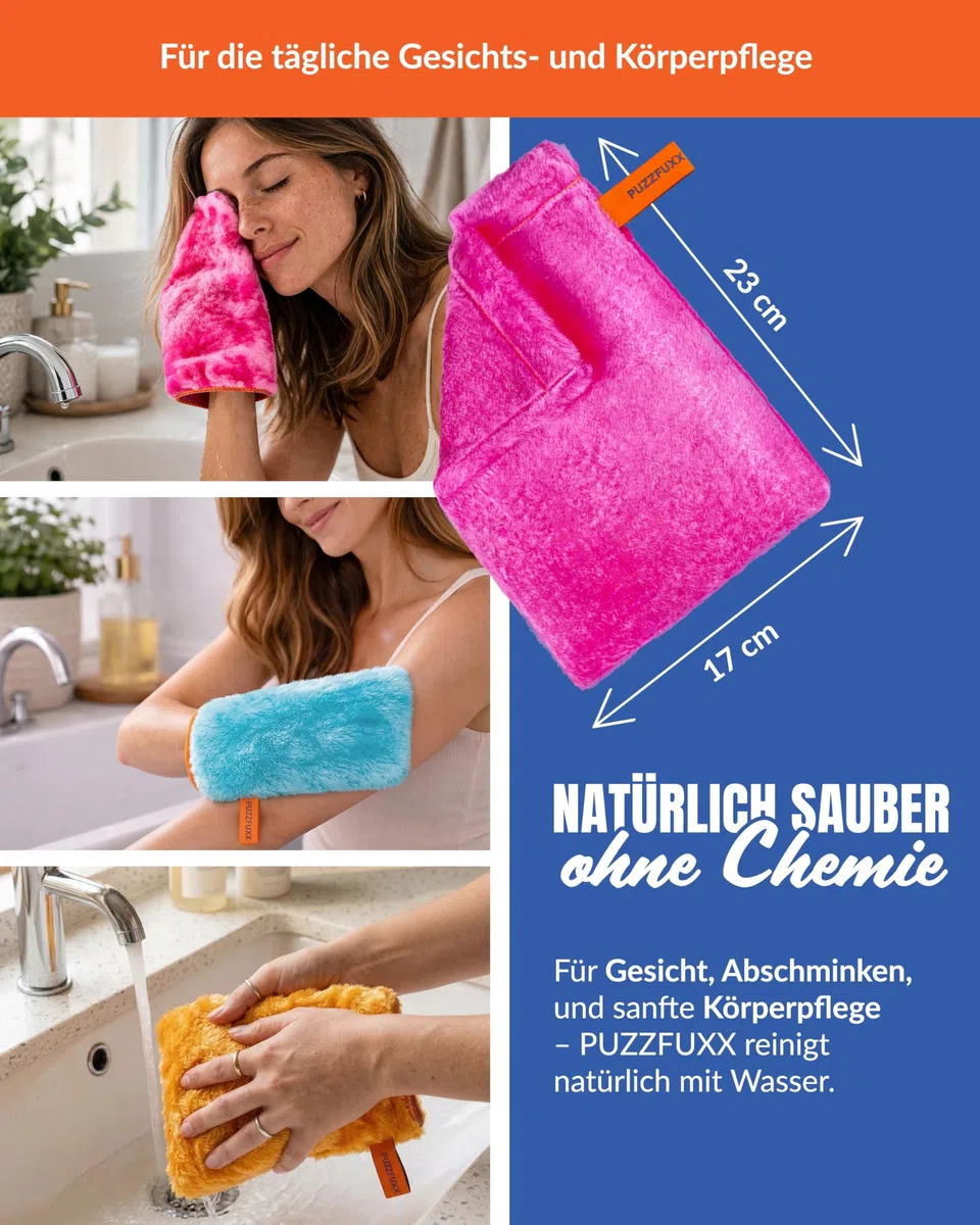 Waschhandschuh Naturfaser, ohne Chemie, Gesicht & Körper, Pink | Waschlappen, Peeling-Handschuh, selbstreinigend, nachhaltig, Gesichtsreinigung, Hautpflege, Körperpflege, Gesichtstuch
