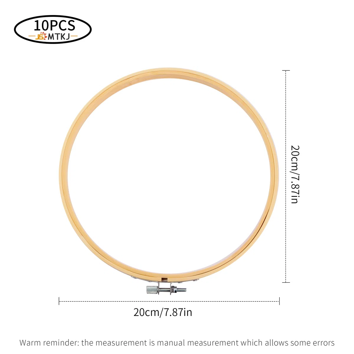 10 Stück Bambus Stickrahmen, 20 cm Bambus Kreis Kreuzstich Hoop Ringe Einstellbar für DIY Kunst Handwerk Handliches Nähen