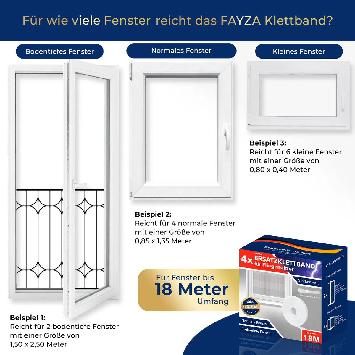 FAYZA Fliegengitter Klettband für Fenster Premium Qualität - 18M Transparent Befestigungsband Fliegengitter - Klettband selbstklebend Fliegengitter - Klettband Fliegengitter extra stark