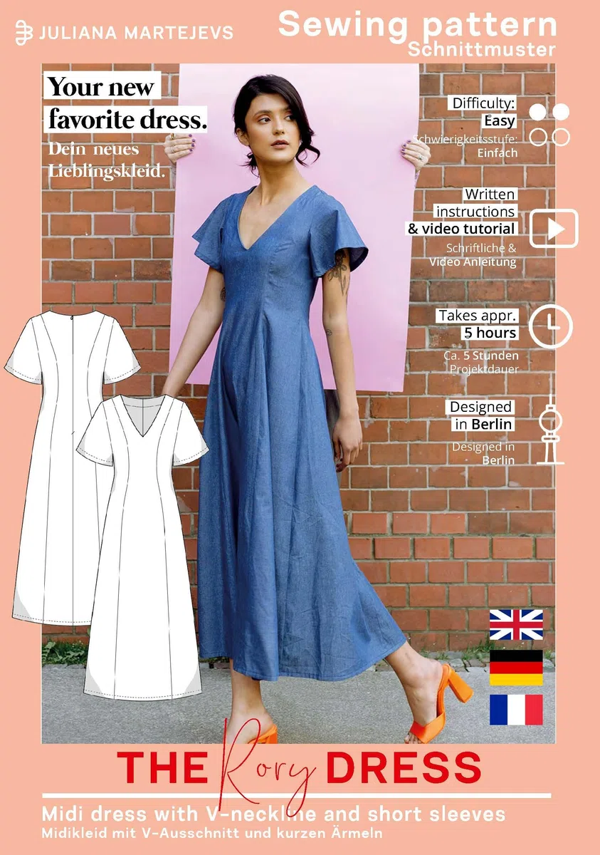 Schnittmuster Midi Kleid Sommerkleid Damen (Gr. XS-XXXL) Papierschnittmuster mit Nähanleitung zum Nähen