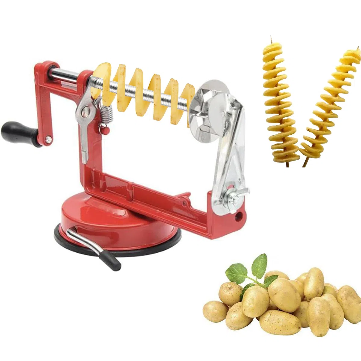 Spiralkartoffelschneider, Apfelschneider Kartoffelschneider Edelstahl, Spiralschneider Kartoffel Mit Rutschfester Griff Für Obst Kartoffeln Tornado Chips Gurken Süßkartoffeln Oder Karotten