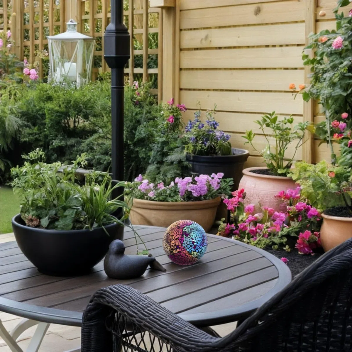 Dekorative Glaskugeln 10cm Mosaikkugel 1 Stück für Gartendeko und Wohnraumbeleuchtung