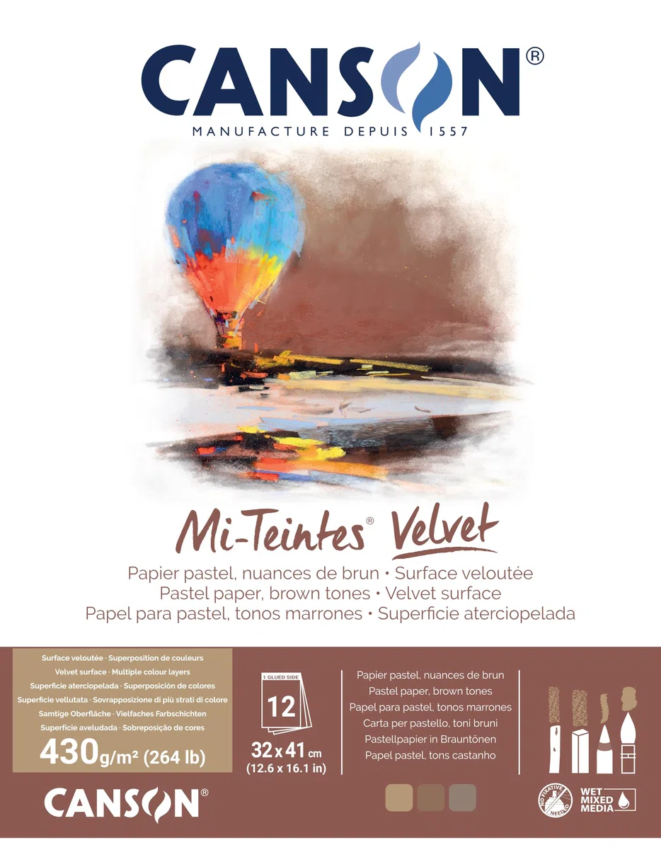 MI-TEINTES VELVET 32X41 430G Brauntöne, Block 12 Seiten