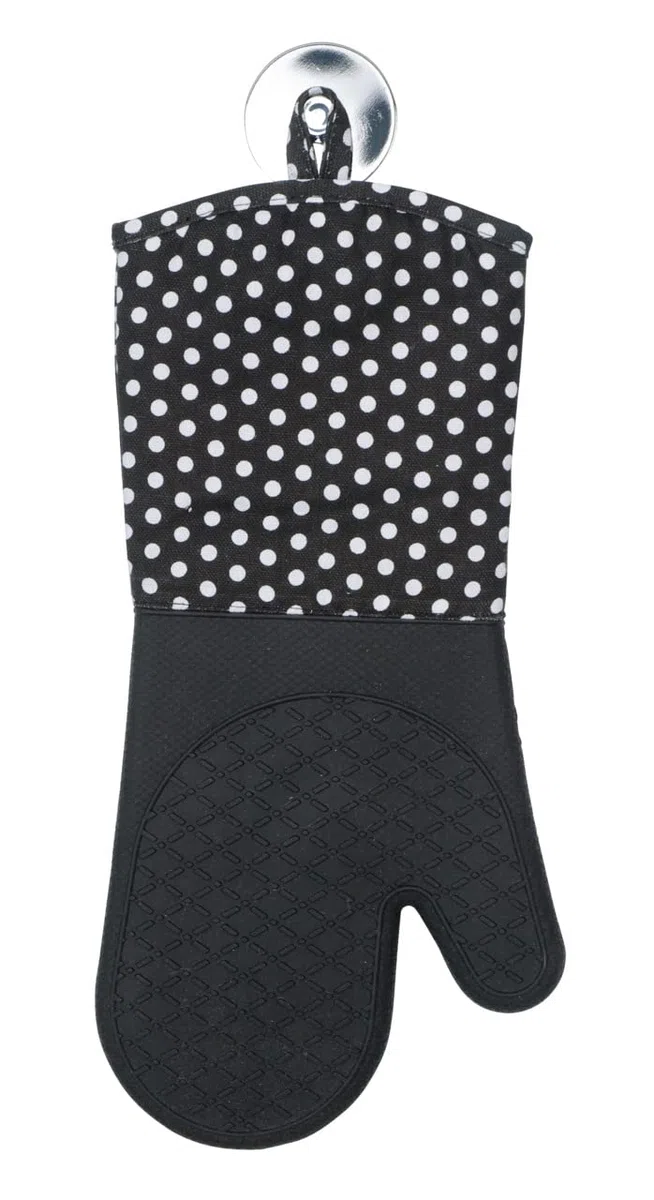 WENKO Topfhandschuhe mit Handflächen aus Silikon, 1 Paar, praktischer Küchenhelfer, auch als Grillhandschuh verwendbar, hitzebeständig, 18,5 x 37,5 cm, Schwarz