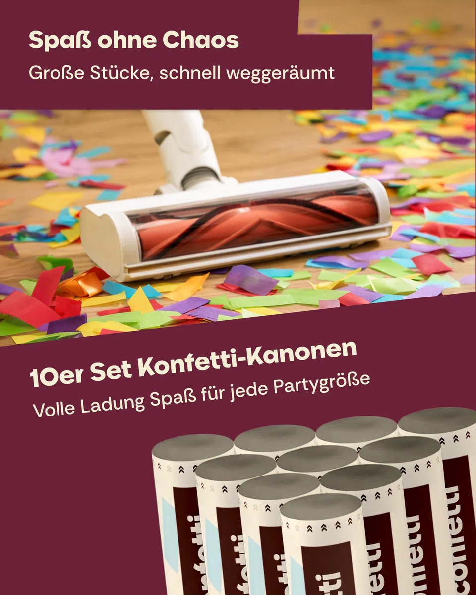 10 Konfettikanonen Bunt - Einfach & Sicher zu Bedienen - 5-8 Meter langen Konfettistrahl - Für Innen und Draußen