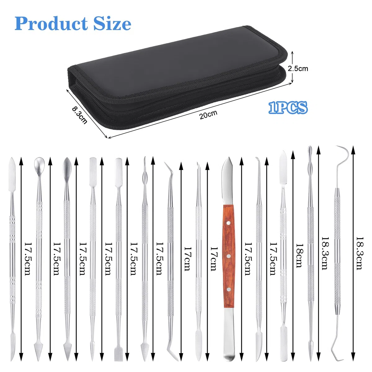 Coolty 13 Stück Wachsschnitzer Werkzeuge, doppelendiges Edelstahl-Wachs Ton Skulptur Schnitz DIY Werkzeugset, Spatel MeißeSchnitzer Set für Sculpting,Keramik Schnitzen mit Tragetasche