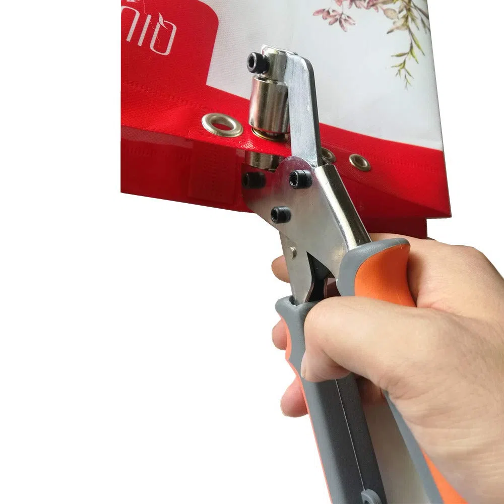 Ösenwerkzeug-Set, Handlochzange, Ösenpresszange, Ösenlochzange, Set mit 10 mm Durchmesser, 500 Stück Ösen für Stoffpapier-Banner