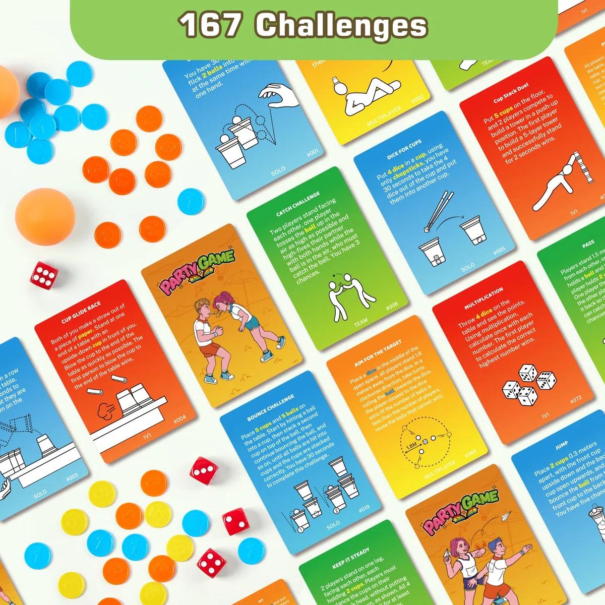 Partyspiele für Erwachsene und Kinder, Verrückte Spiel, Brettspiel mit 167 Vielfältigen Herausforderungen, Gesellschaftsspiele ab 8+ Jahre Familienspiele Lustige Geschenke für Jungen und Mädchen