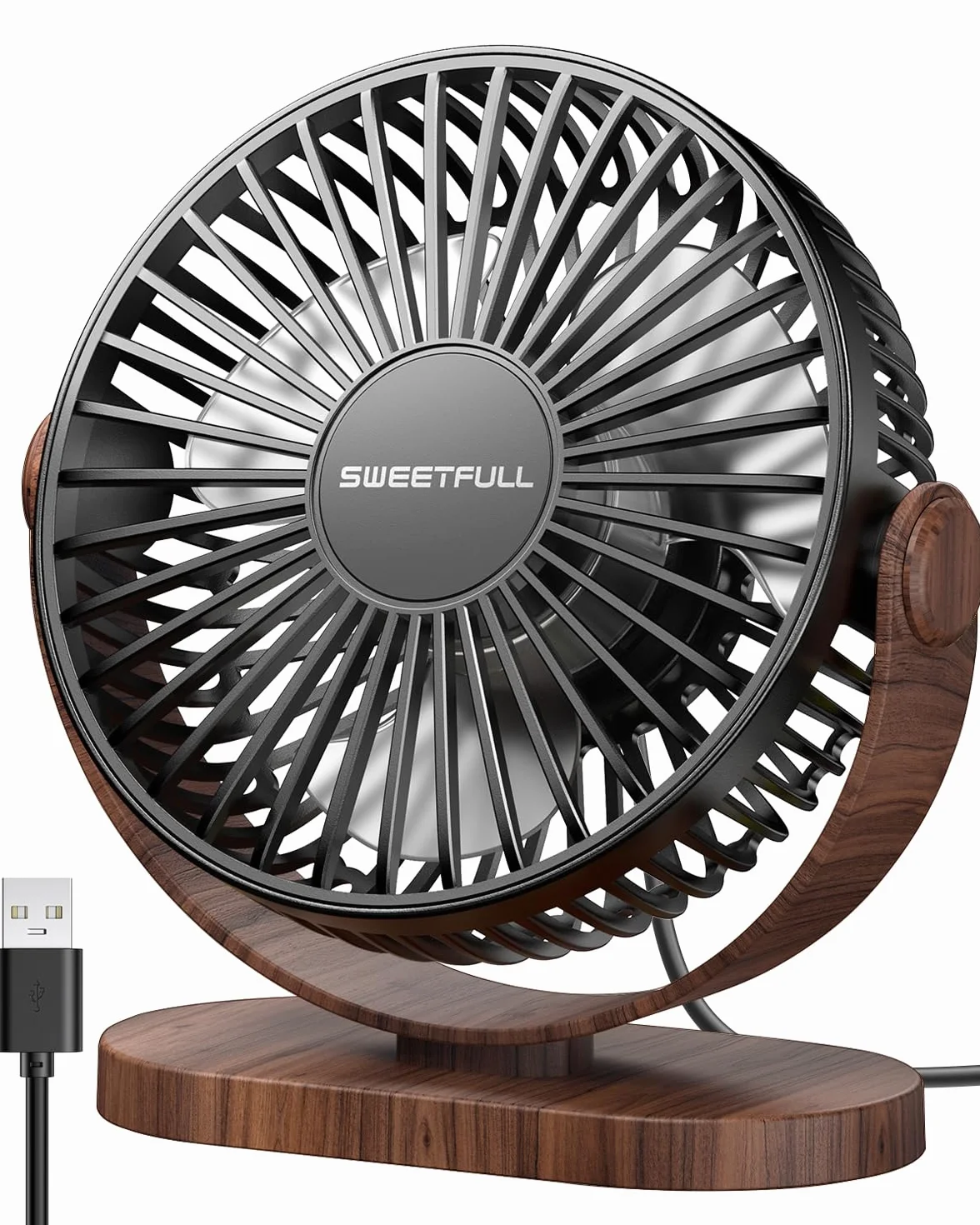 SWEETFULL USB Ventilator, Mini Ventilator Klein Tischventilator Leise, 3 Geschwindigkeiten Desk Fan, Lüfter Einfach zu Tragen für Büro, Zuhause und im Freien
