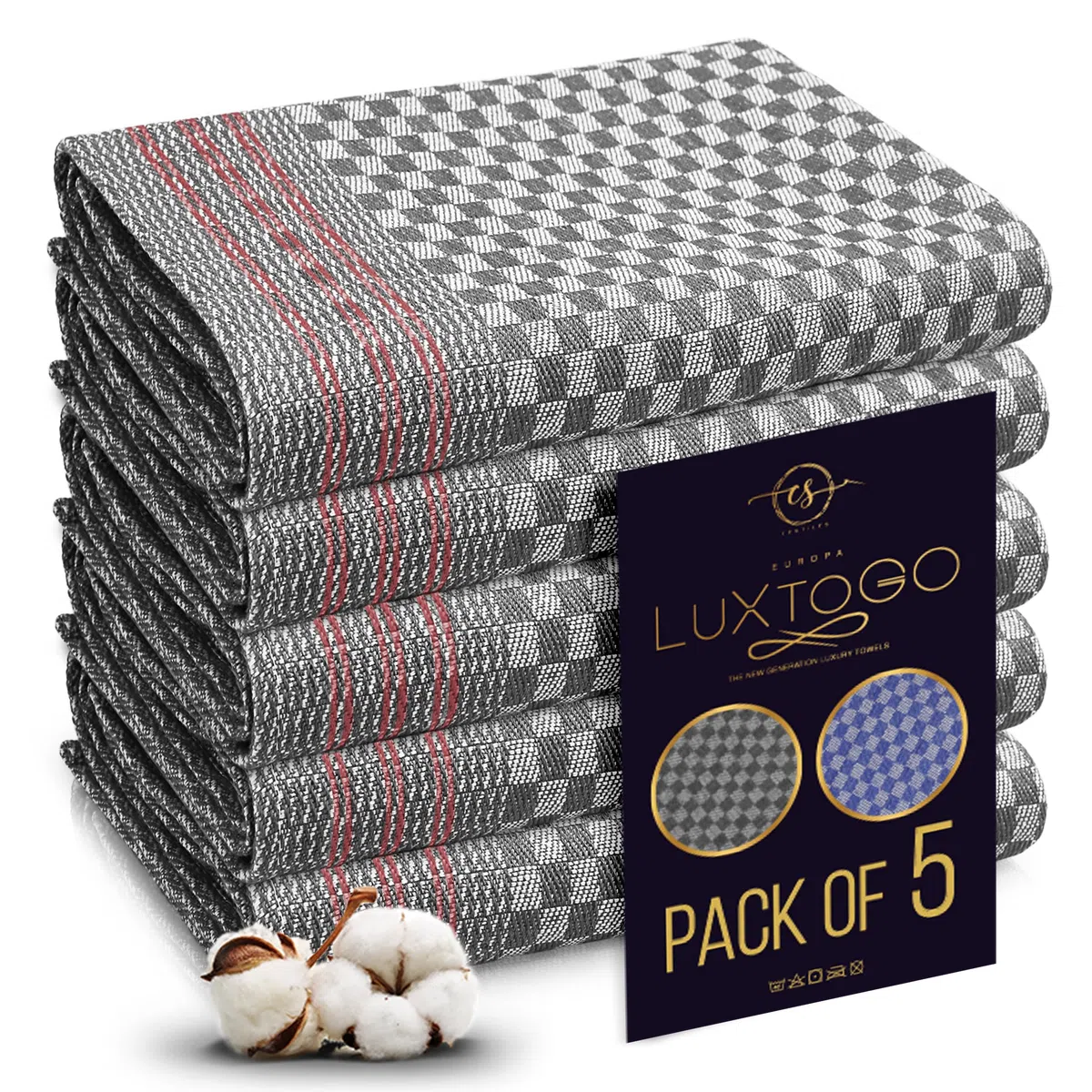 Geschirrtücher Baumwolle Set, 100% Baumwolle Küchentücher, Ringgesponnene Extra Dicker 300 g/m² Geschirrhandtücher 50 x 70 cm Küchenhandtücher & Teetücher für Küche.(5 STK)
