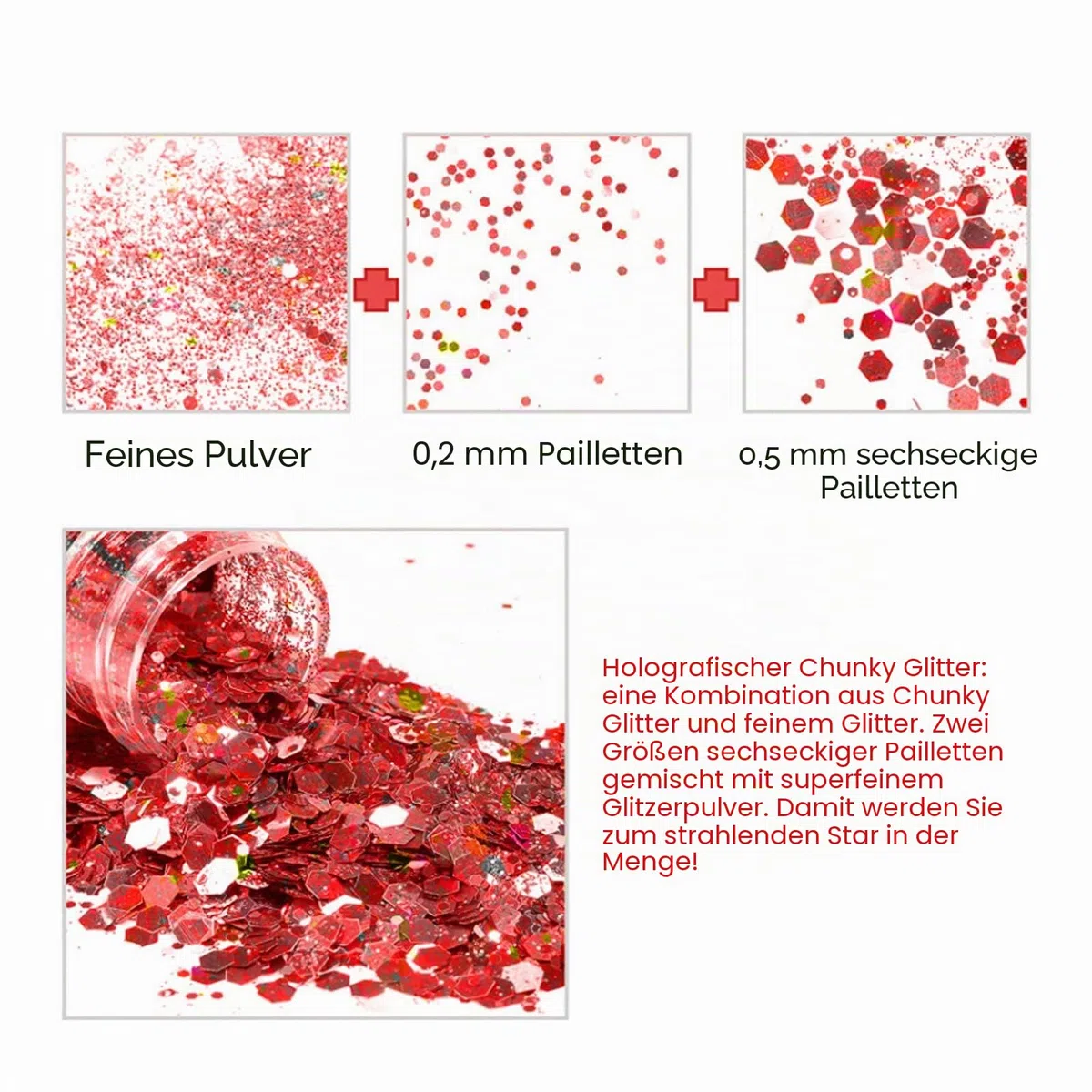 HEMOER 12 Farben holografische Pailletten 12SE, 144 g Pailletten für Gesicht, Kosmetikqualität, Pailletten für Körper, Haare, Epoxidharz, Festival-Party-Kunst und mehr -12 g/Flasche