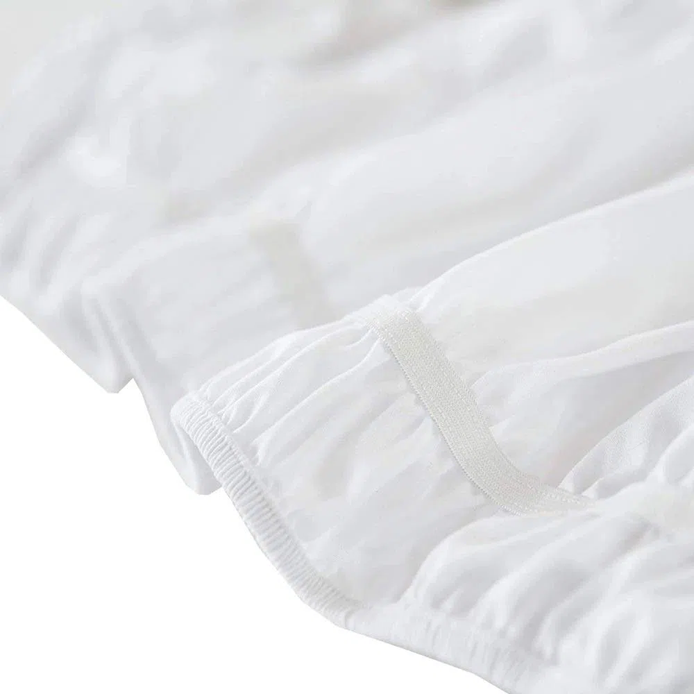 Bettrock mit Rüschen Weiß/Beige/Grau Elastischer,seidig weich und faltenfrei, klassischer, stilvoller Look in Ihrem Schlafzimmer (Color : White, Size : 120 * 200+38cm)