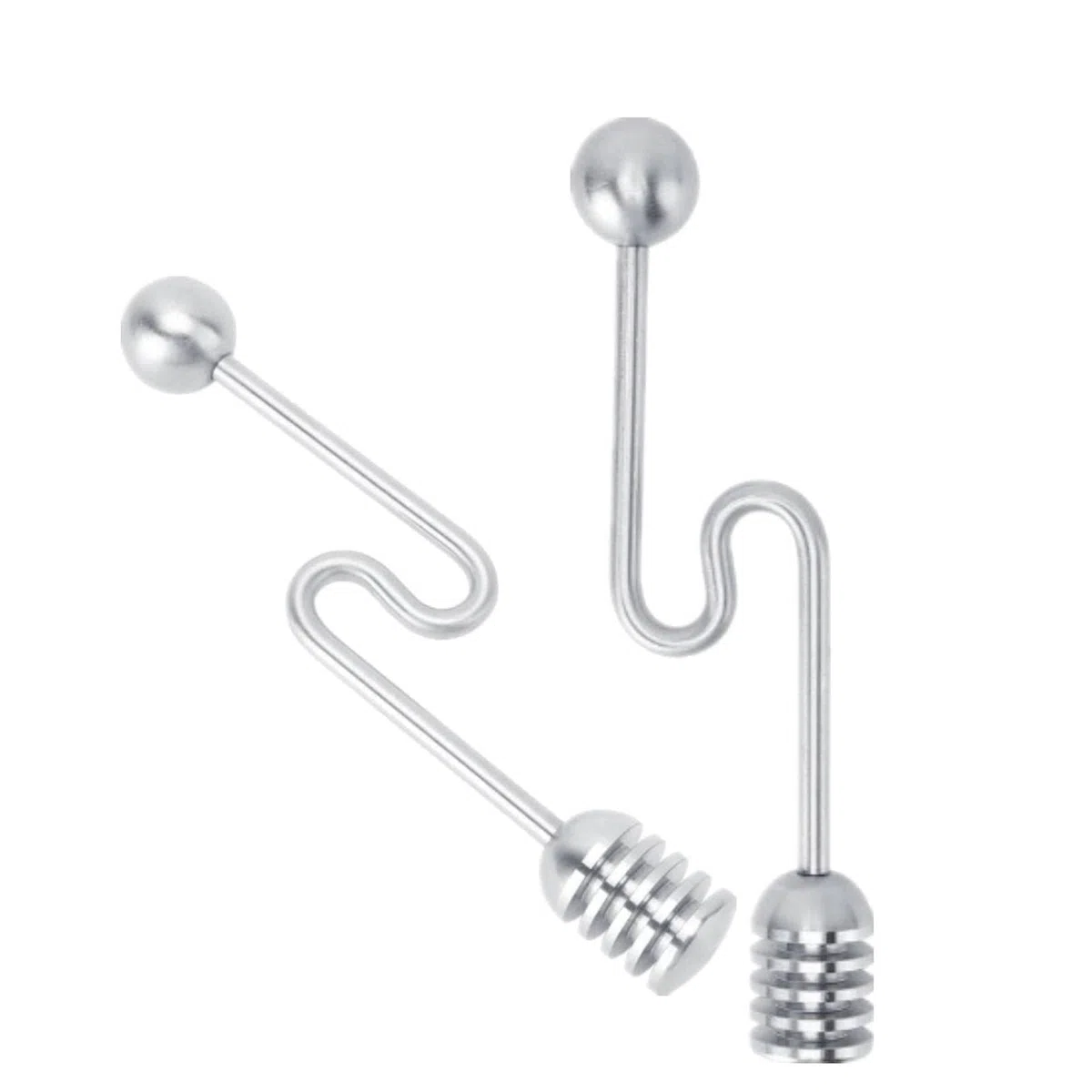 2Pcs Honiglöffel, Honig und Sirup Dipper Gebogene Honiglöffel Wand Rührer Honig Dipper Stick Haushalt Edelstahl Dessert Honig Löffel Rührer Mischstab Honig Kamm Honig Mischen Rührerlöffel