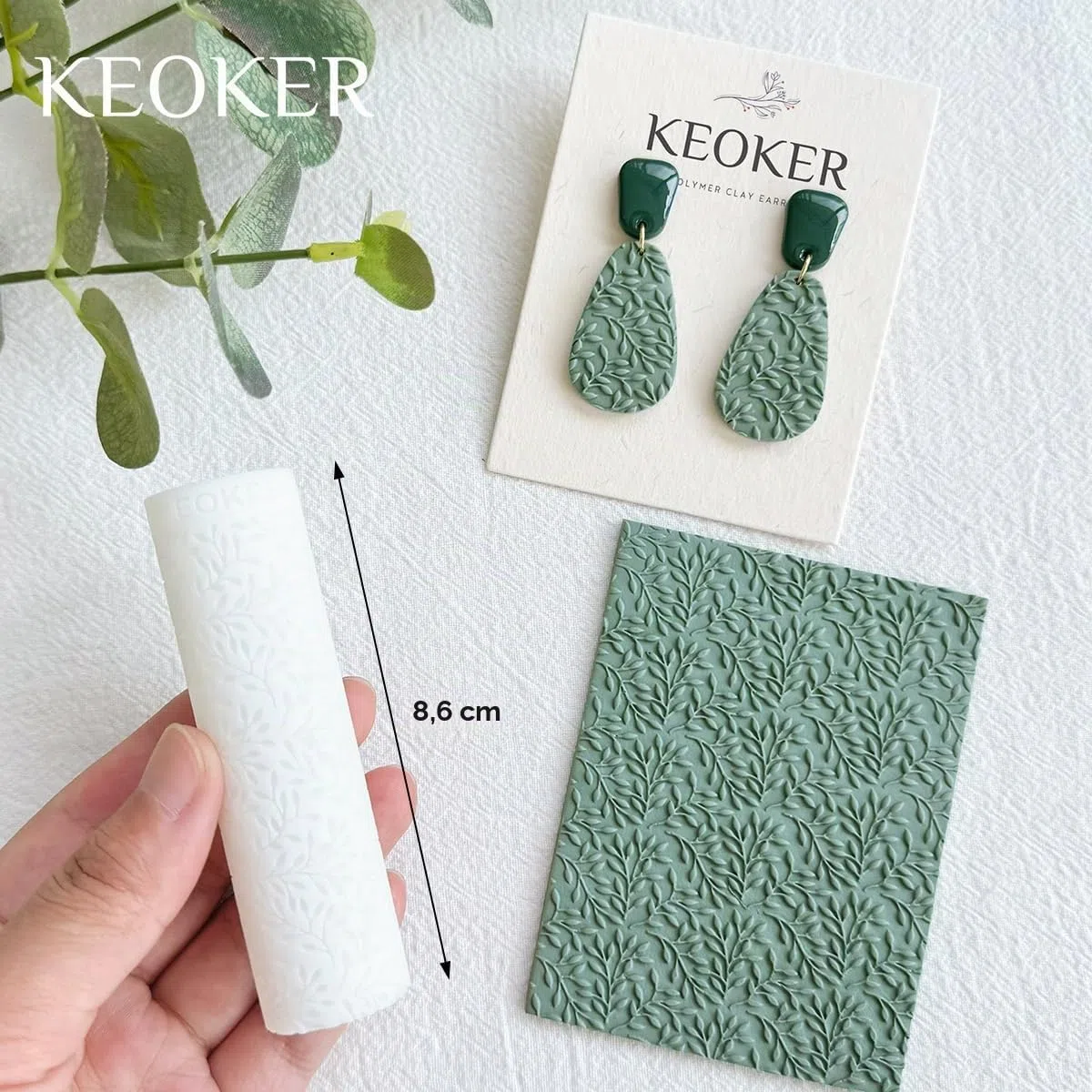 KEOKER Polymer-Ton-Texturroller, 3 Rollen zur Herstellung von Ohrringen, wie Texturblätter, ideal mit Tonschneidern (3 Blatt alle)