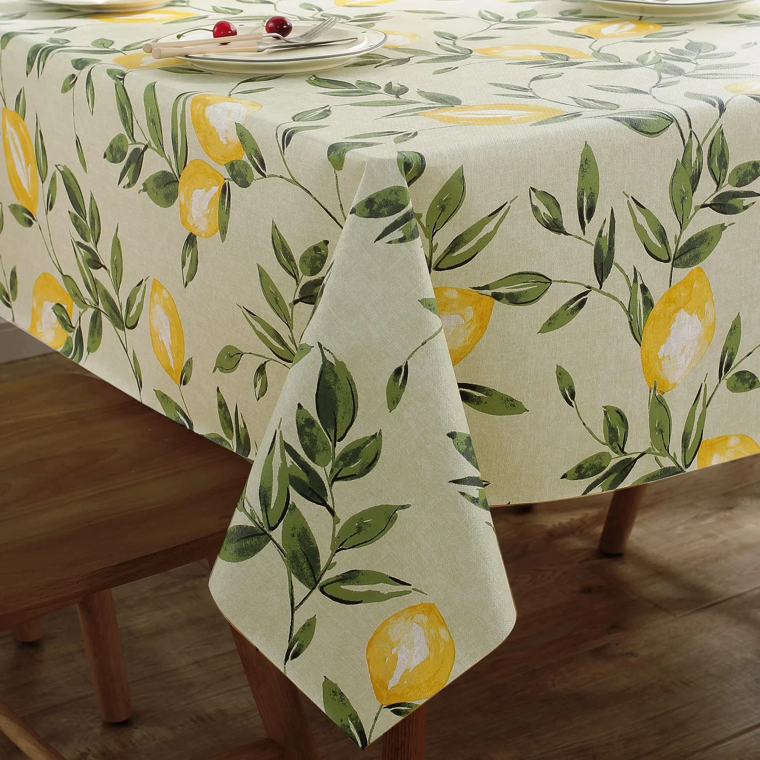 Tischdecke Rechteckig, Wachstischdecke Zitronen Abwaschbare Gelb PVC Wasserdicht öLdichte Pflegeleich Tischbelag FüR KüChe Und Party Frühling Sommer (140x180cm)