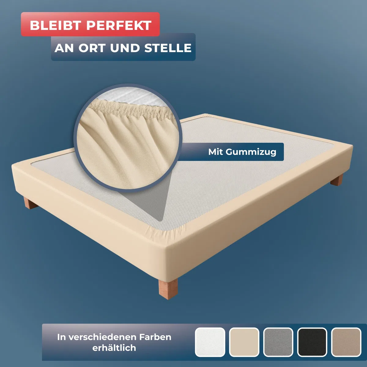 Wrappybag Bettumrandung 180 x 200 cm – Neuer Look für Ihren Alten Bettrahmen – Bettrahmenbezug Hellbeige – Betthusse in 6 Größen erhältlich