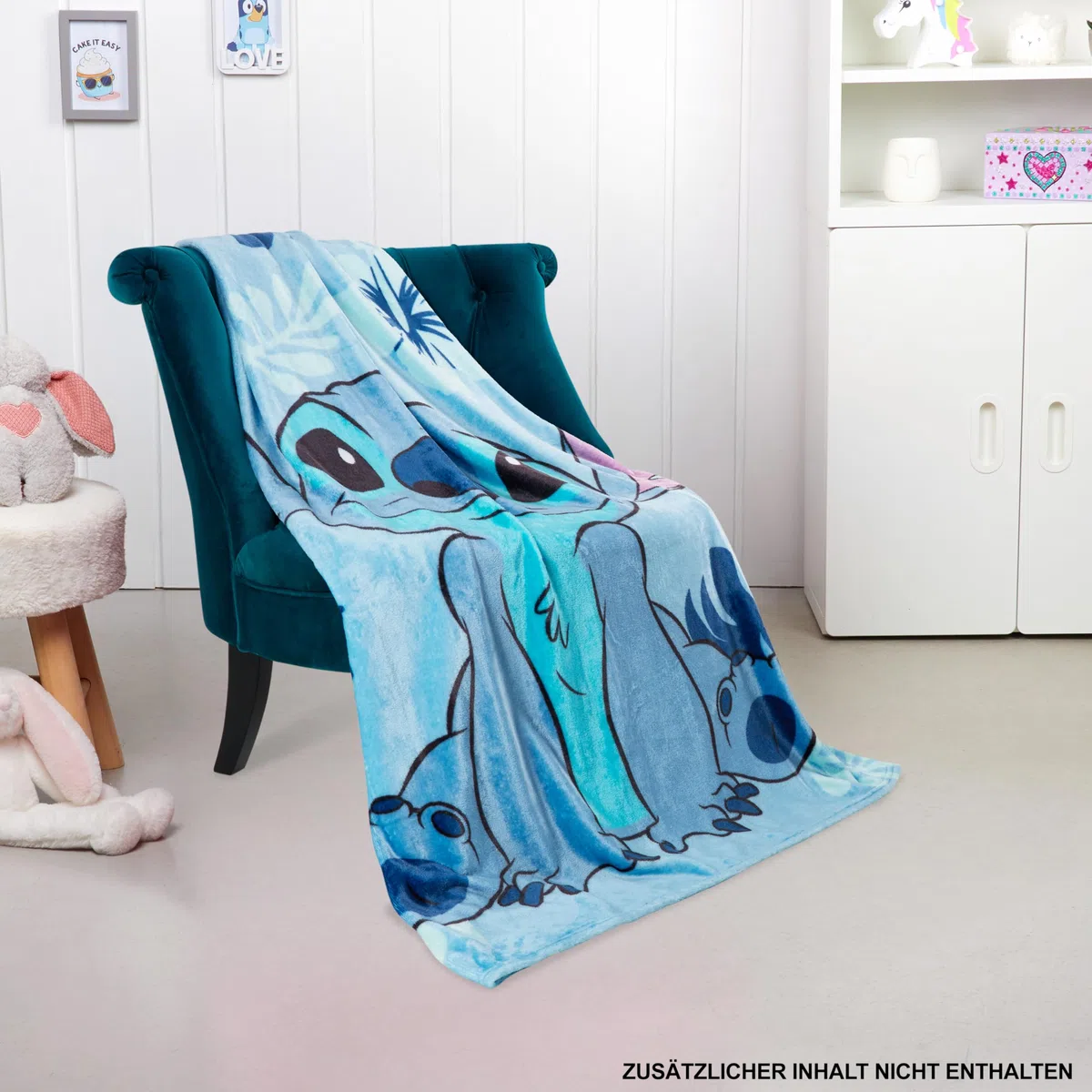 Disney Stitch Fleecedecke Klein Warme Kuscheldecke Flauschig Wohndecke Bunt für Bett, Couch Gemütliche Winter 150x130cm Stitch Geschenke (Hellblau Stitch)