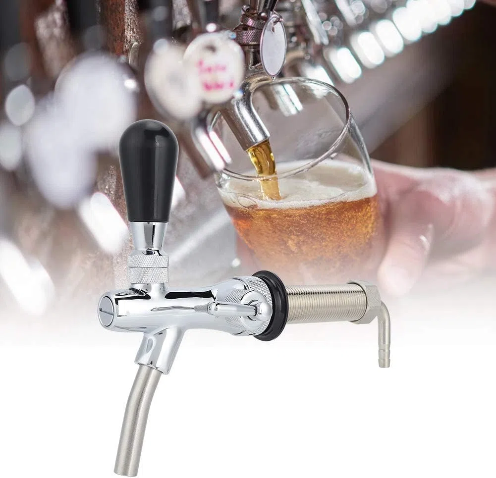 Nikou Bierhahn Langer Schaft, Bierzapfhahn Einstellbare 98.5mm G5/8in Gewinde Biernippelschaftbaugruppe für Verstellbare Bierzapfhähne für Hausbrauanlagen