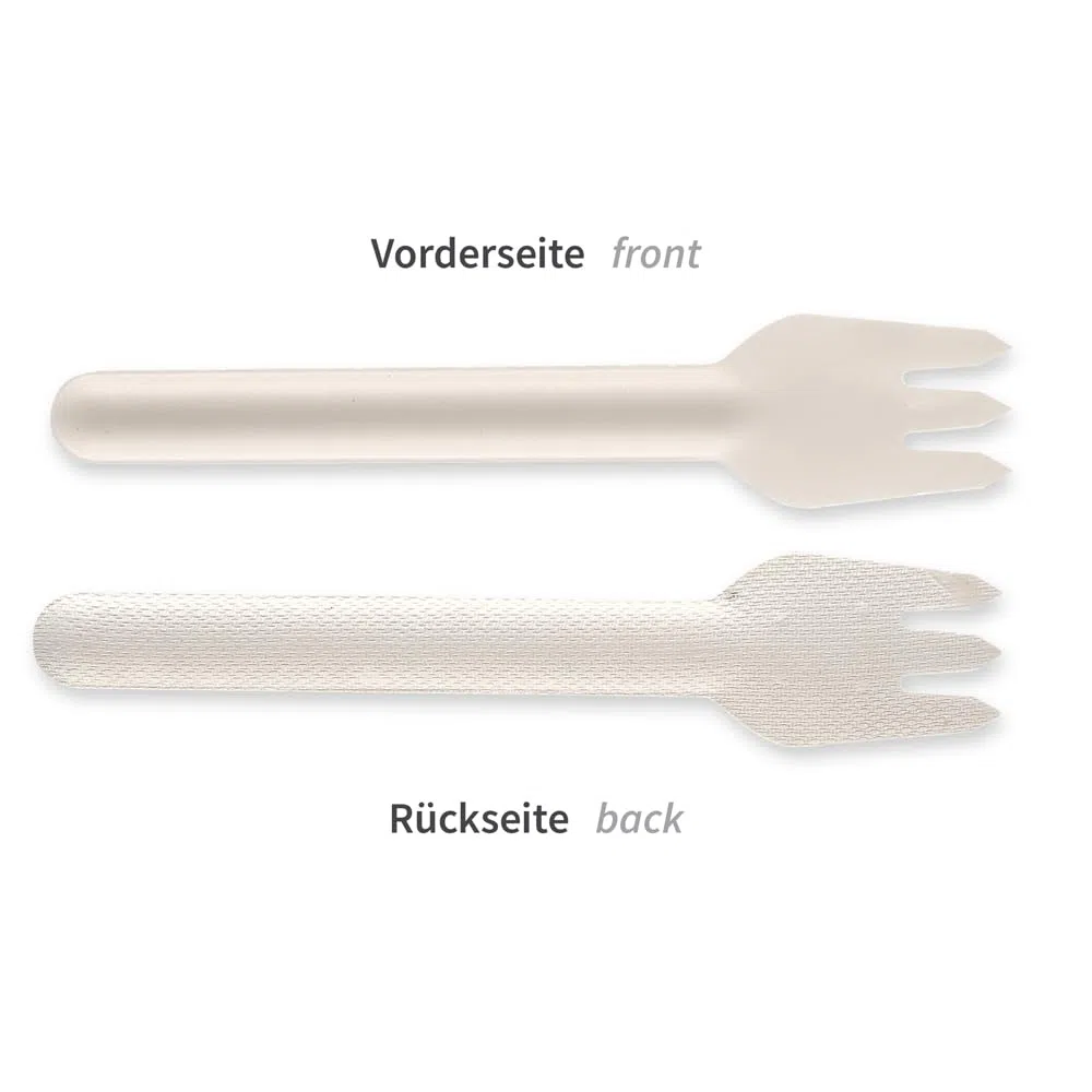 FRANZ MENSCH 50 Stück NATUREStar Bio Gabeln | Zuckerrohr, Packung, weiß, L: 15,5cm, B: 3,6cm, H: 0,6cm, Einweggabel, Zuckerrohrgabel, Einwegbesteck