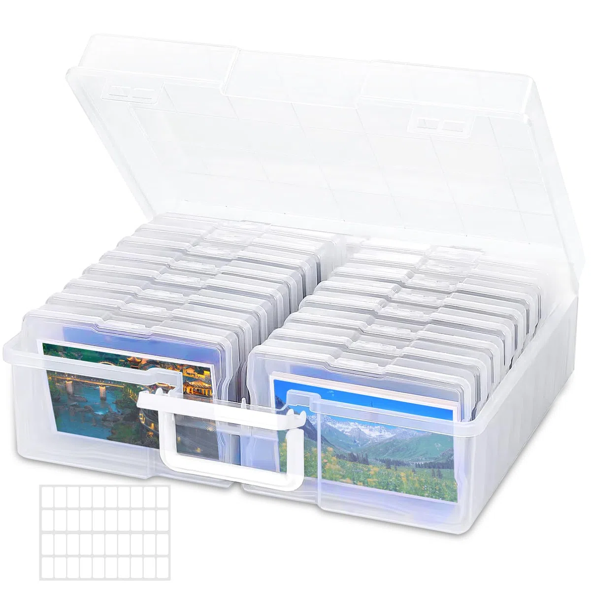 Fotoaufbewahrungsbox,16 Pcs Foto Organizer Kunststoff,Fotoboxen zur Aufbewahrung für Transparent mit Aufklebern,Foto Aufbewahrungsbehälter für Saatgut Handwerk Karten,Bürobedarf,Stempel