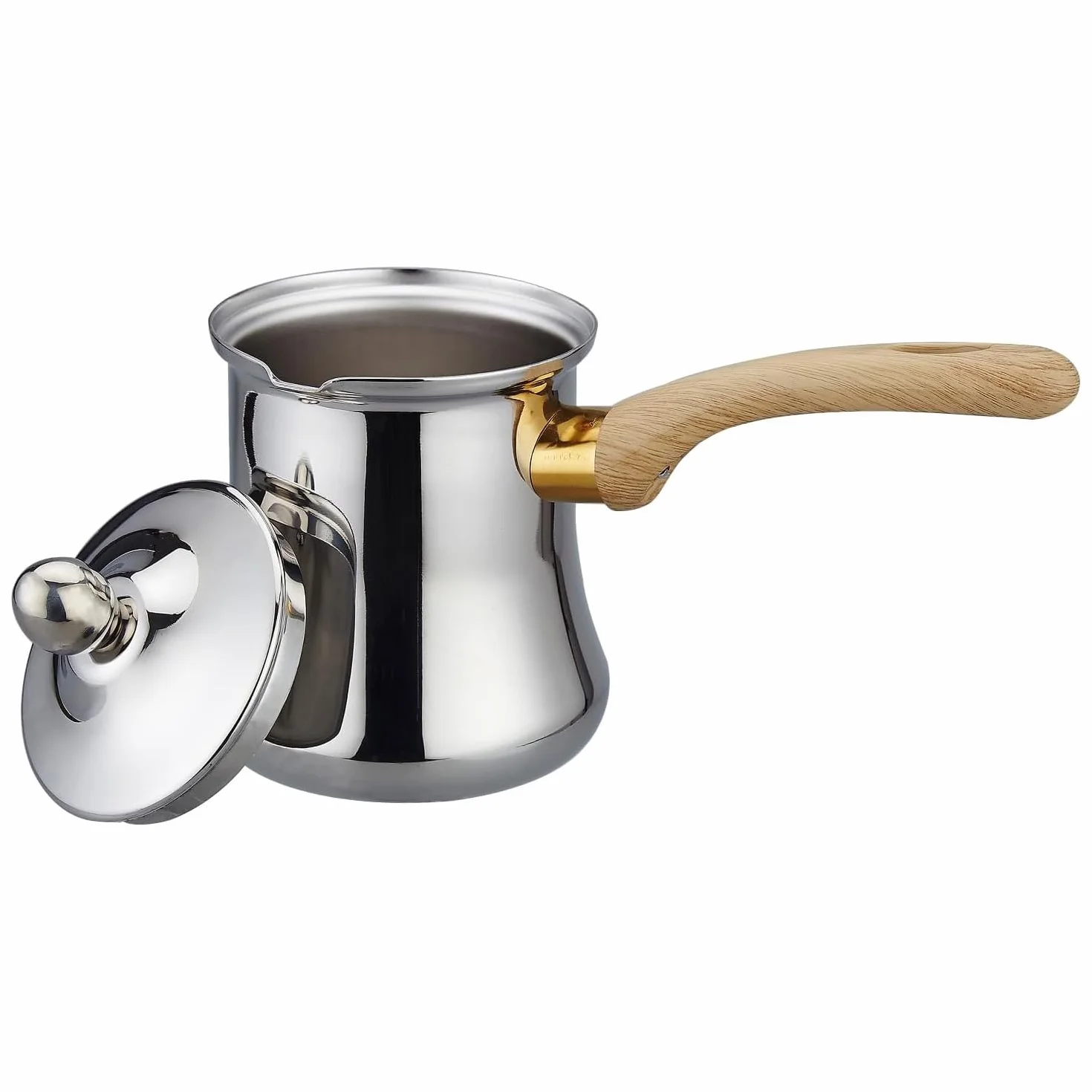 SANQIAHOME 24oz / 720ml Schwerlast Edelstahl Türkische Kaffeekanne und Butter Schmelzen Mini-Topf mit Schnabel und Deckel Cezve-Kaffeekanne