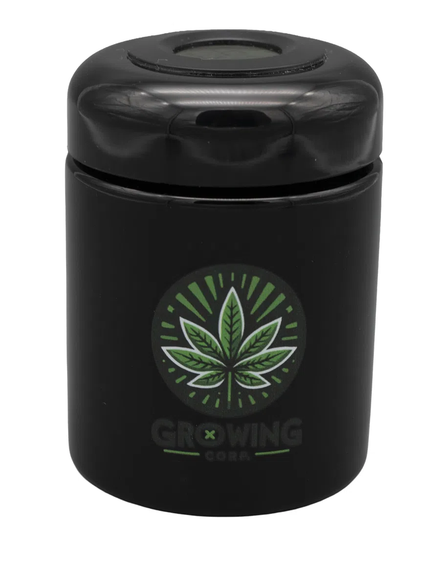 Cannabis Härtungsglas Humidor inkl. Hygrometer 250ml, Luftfeuchtigkeits- und Temperatursensor mittels Hygrometer aus hochwertigem Violettglas